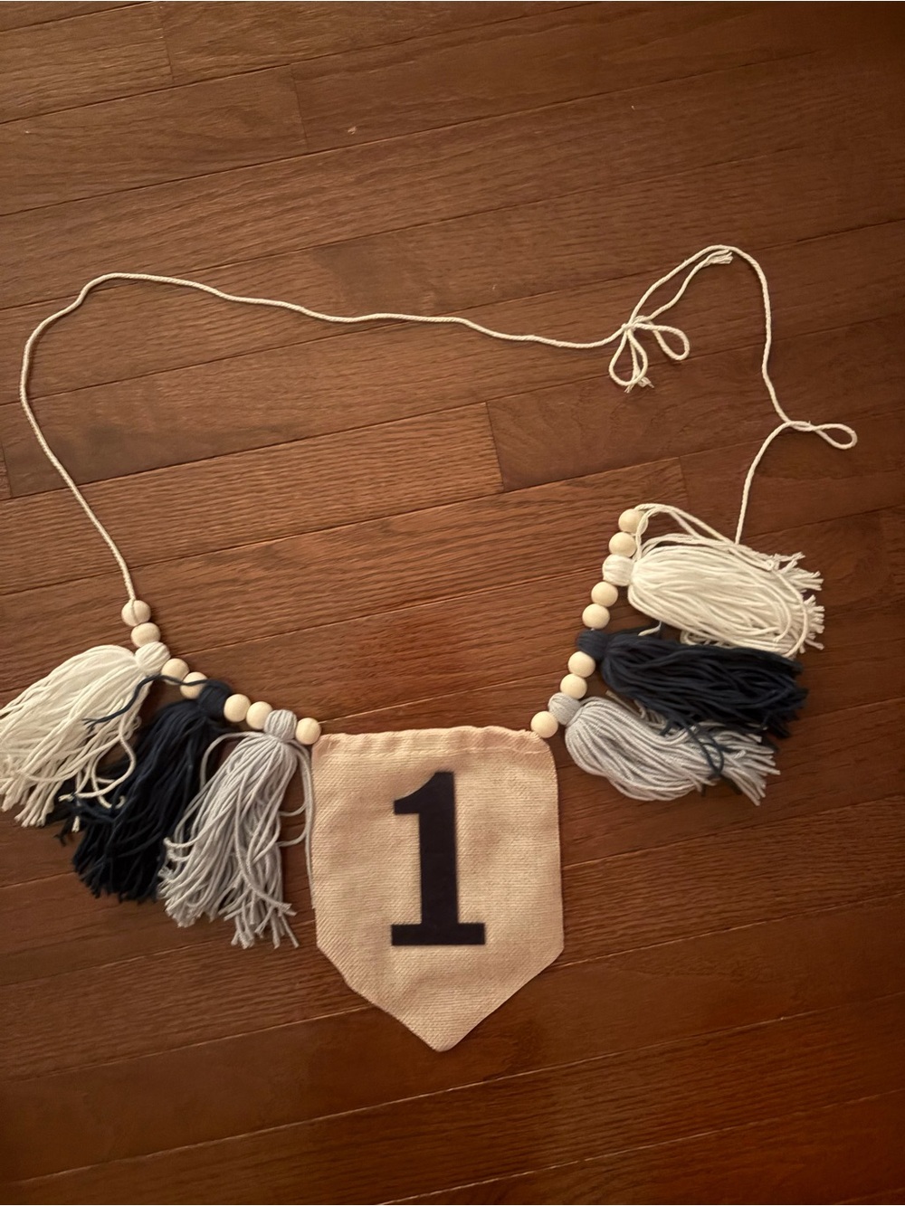First Birthday Banner Garland - Navy and Cream 1st Birthday Decoration